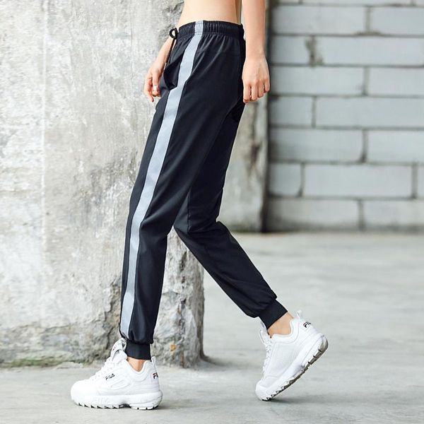 

women's pants & capris sports women summer leisure loose night running reflective beam feet harun trendy fitness nine-minute, Black;white