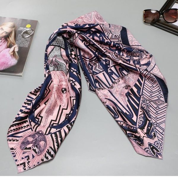 

scarves large square 100% silk scarf shawl wraps women's fashion hijab head 88*88cm, Blue;gray