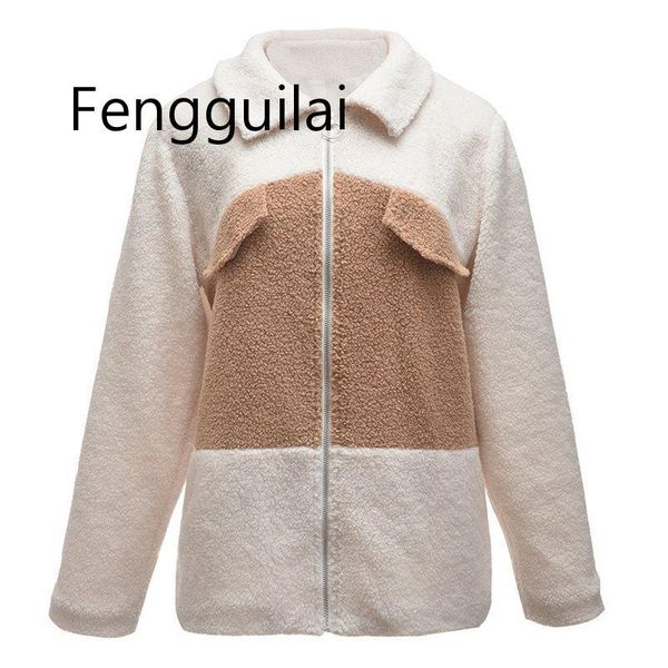 

women's jackets plus size 3xl autumn winter oversized teddy fluffy casual soft zipper harajuku jacket women sportswear clothing overcoa, Black;brown