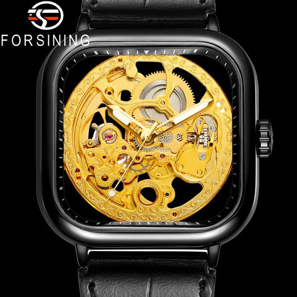 

men's clock automatic mechanical military sports brand luxury leather skeleton man 8181, Slivery;brown