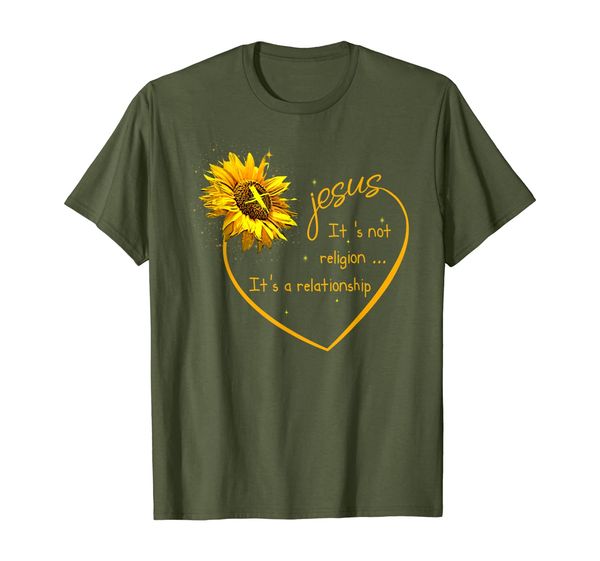 

jesus is not religion it's a relationship sunflower shirts, White;black