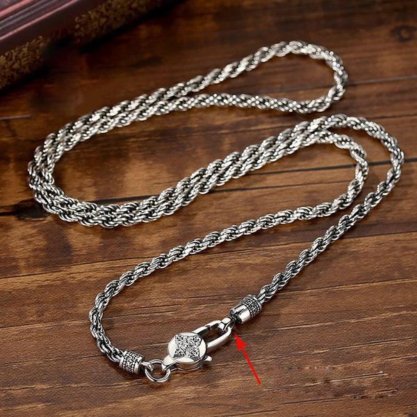 

chains handmade necklace for men and women, six-character mantra, vajra sweater chain, wild personality, trendy man, Silver
