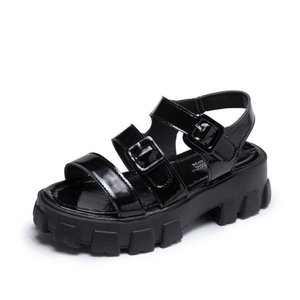 

sandals women shoe fashion 5.5cm heel summer buckle non-slip basic casual, Black