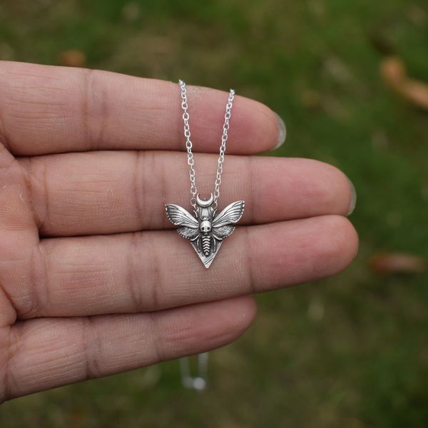 

dead head moth mini cute pendant neckalce for women her gift sanlan, Silver