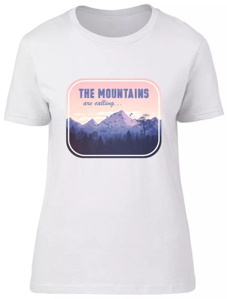 

the mountains are calling ladies womens fitted t-shirt, White;black