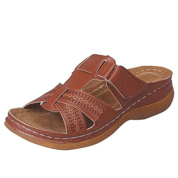 

summer casual hollow women's sandals slope heel fashion flip-flops womens shoes thick bottom half slippers women, Black