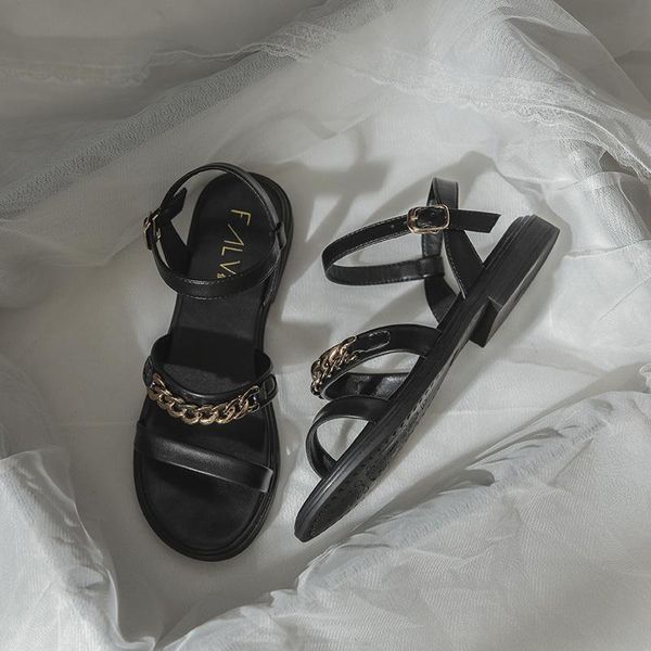 

sandals round toe fashion womens shoes 2021 shallow mouth beige heeled buckle strap luxury low comfort black block retro girls n