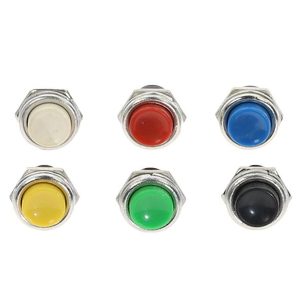 

smart home control 50/100pcs 16mm metal button switch off-(on) momentary 6a 250vac power on push switches 6color
