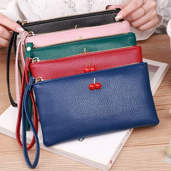 

women short organizer wallet solid color hasp mini wallets womens bags wholesale credit card genuine leather black/red/grey q70x40, Red;black