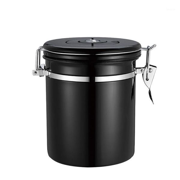 

storage bottles & jars 304 stainless steel coffee beans jar airtight sealed container breather valve with scoop for nuts tea