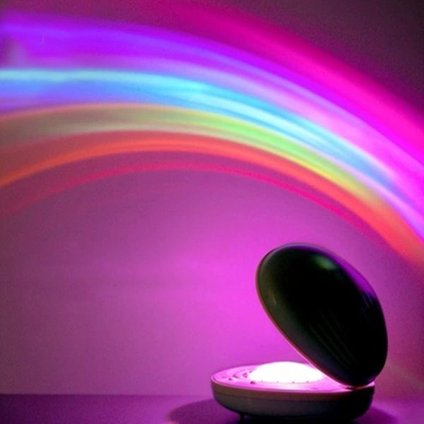 Lampada da proiezione per illuminazione interna arcobaleno Lampada da tavolo a forma di conchiglia a forma di proiettore a luce notturna a colori a LED per regalo di decorazioni per la casa della camera da letto dei bambini
