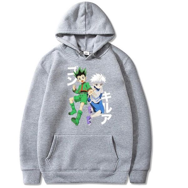 

men's hoodies & sweatshirts women casual pullover anime x fans loves sweater killua and gon ss print mens hooded outwear, Black