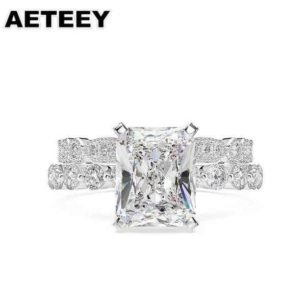 

cluster rings 925 sterling silver vintage art deco shining wedding engagement romantic cute ring set fine jewelry ja-55, Golden;silver