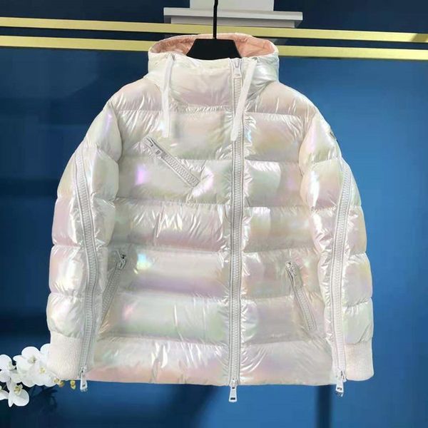 

down coat 2021 mengjia's colorful pink zipper jacket a-shaped cloak short women's oblique, Black