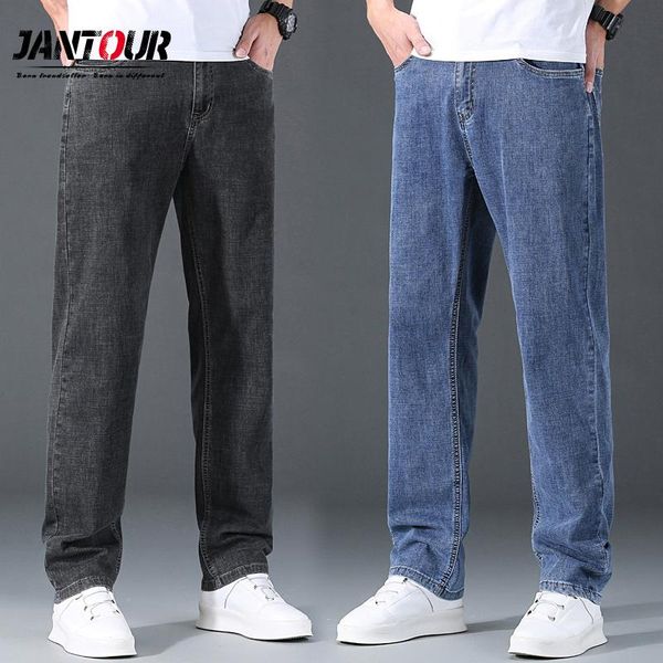 

men's jeans straight-leg loose 2021 spring autumn classic style advanced stretch pants male brand large size 40 42 44, Blue