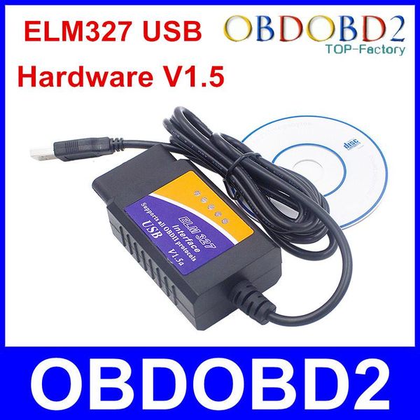 

code readers & scan tools real 25k80 elm327 usb plastic obd2 auto diagnostic tool version v1.5 elm 327 interface obdii can-bus scanner