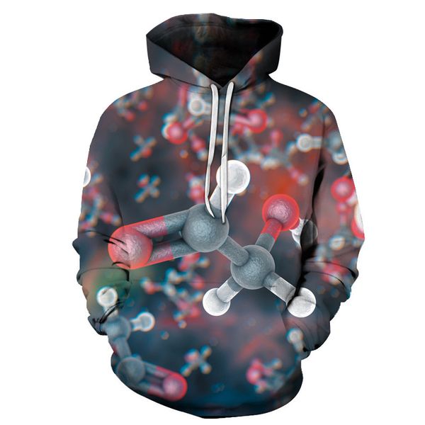 

men's hoodies & sweatshirts 3d cell tissue color pattern hooded sweater, european and american couple trendy brand pullover hoodie, Black