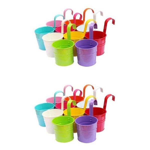 

10pcs metal hanging flower pot hook wall removable iron garden basket planters & pots