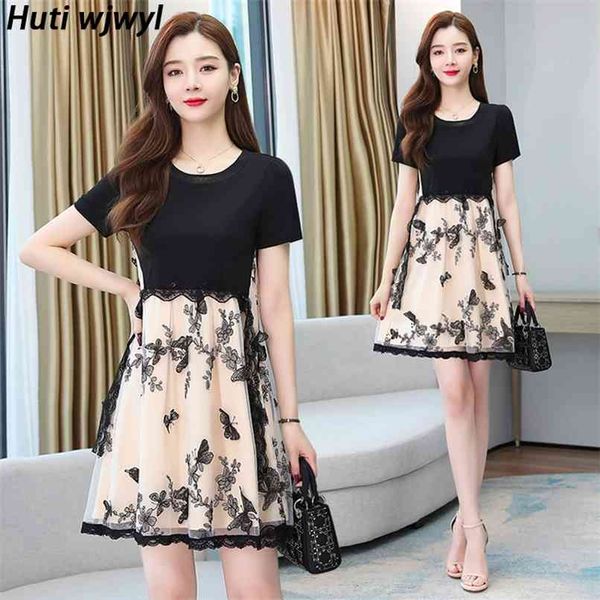 

elegant women casual beach dress bodycon party embroidery vestidos spring summer vintage floral chiffon boho midi sundress 210528, Black;gray