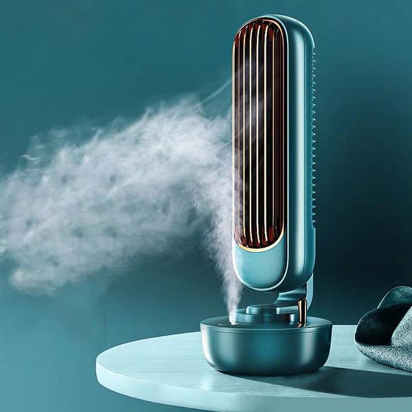

electric fans 2021 air conditioning fan multifunctional desksilent cooler humidifier home office usb leafless cooling