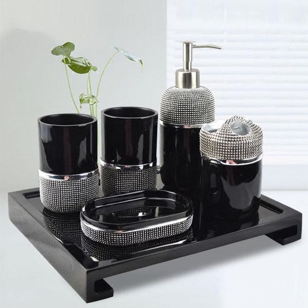 

modern simple bathroom five piece set creative european wash cup supplies toothbrush rack bath accessory