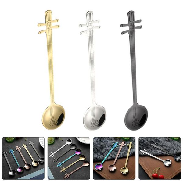 

spoons 3pcs guitar appearance design dessert coffee stainless steel spoon for home