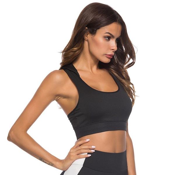 

yoga outfit solid color woman hooded sports bra sleeveless u-neck crop hoodie summer sport vest female fitness clothes