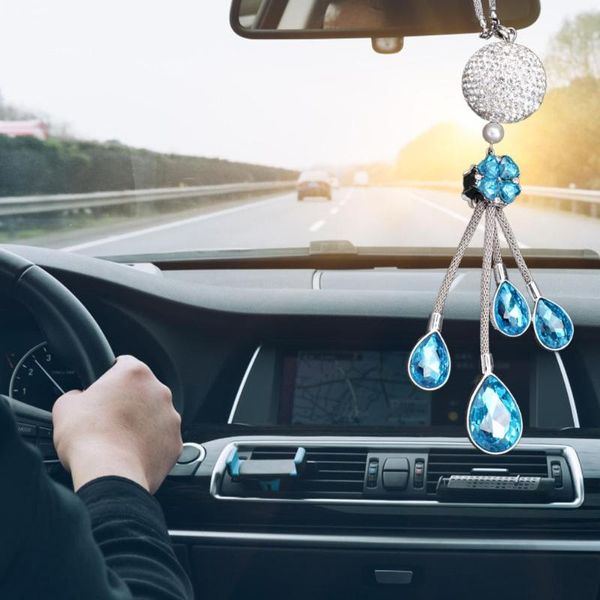 

interior decorations car rearview mirror crystal pendant auto ball charm decor bling accessories for women decoration