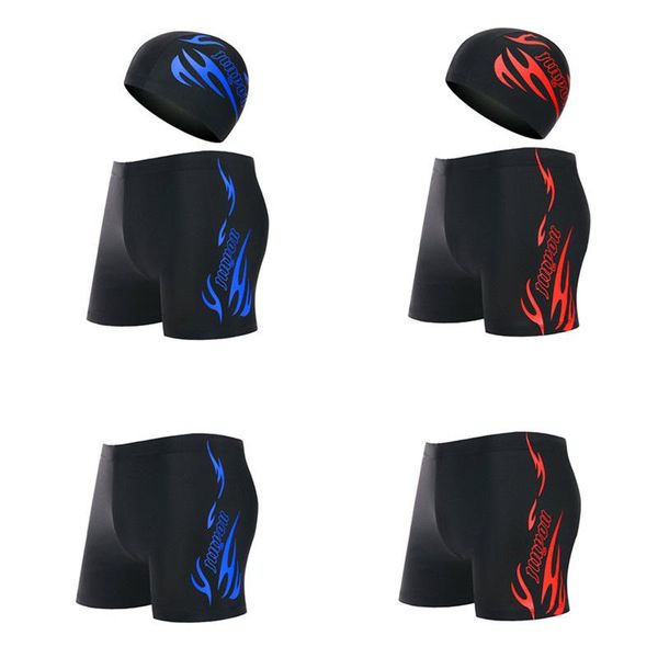 

men's boxer quick-drying swimming trunks cap suit fashion big size swimwear