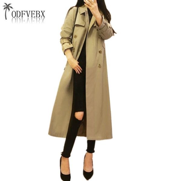 

women's trench coats spring women clothing windbreaker overcoat casual fashion lapel long sleeve large size female high-end coat wa67, Tan;black