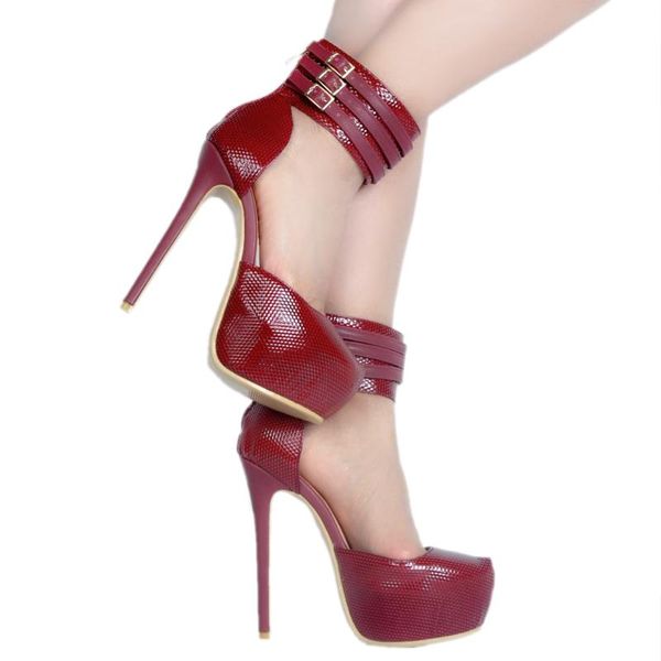 

stiletto sandals 16cm platform high heel fashion closed toe gladiator sandal summer red wraps dance shoes, Black