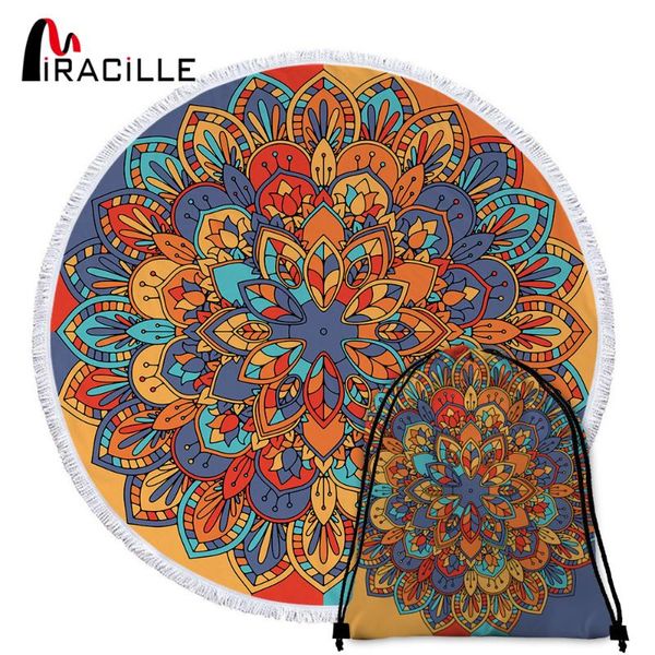 

towel miracille mandala micro round tassel shower large blanket 150cm printed seaside swim mat travel kids play area