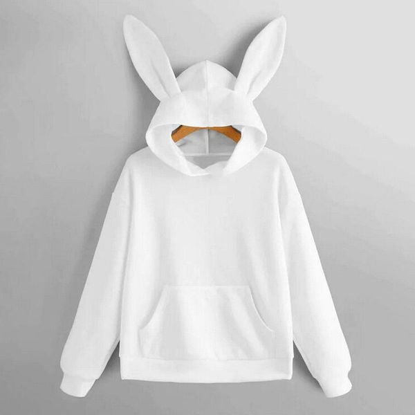 

women's hoodies & sweatshirts women ear hoodie long sleeve sweatshirt hooded pullover moletom kpop mujer verano feminina, Black
