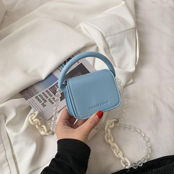 

fashion mini chain bag women jelly color shoulder bags small handbag beaded crossbody summer cross body