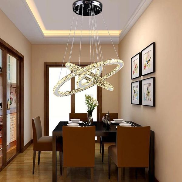 

pendant lamps modern led crystal ring chandelier lighting stainless steel chandeliers ceiling for living room bedroom kitchen cristal lustre