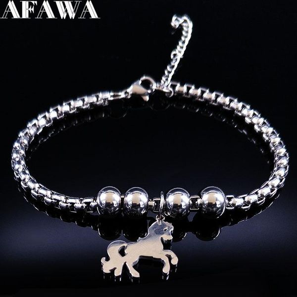 

fashion horse stainless steel charms bracelet for women silver color jewelry gift paarden sieraden b17829 link, chain, Black