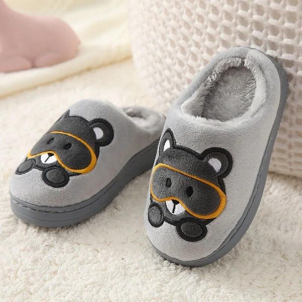 

slipper funny bear pattern floor slippers baby' plush home shoes boys girls lovely cartoon toddler winter, Black;grey