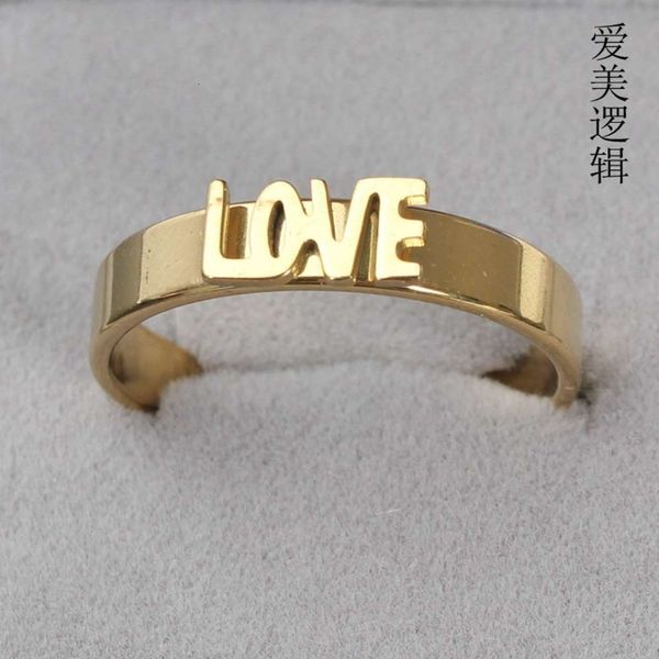 

Stainless steel simple letter love clover bear lady index finger ring, Black