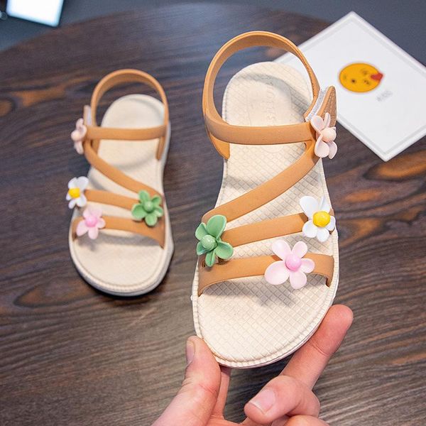 

sandals girls summer style children's fashion soft bottom non-slip princess shoes for little, Black;red