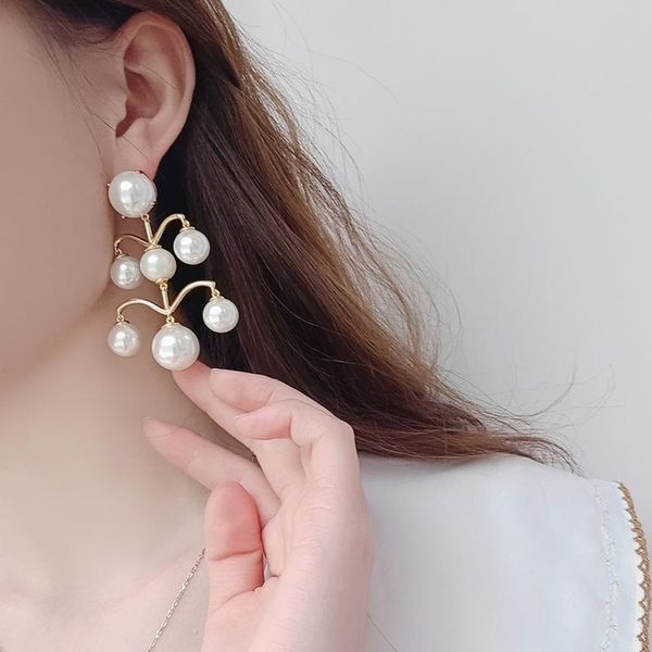 

stud timeless wonder fancy tiered faux pearl geo studs earrings for women jewelry goth boho designer ins runway brand luxury 3333, Golden;silver