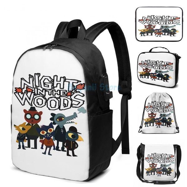 

backpack funny graphic print night in the woods(5) usb charge men school bags women bag travel laptop
