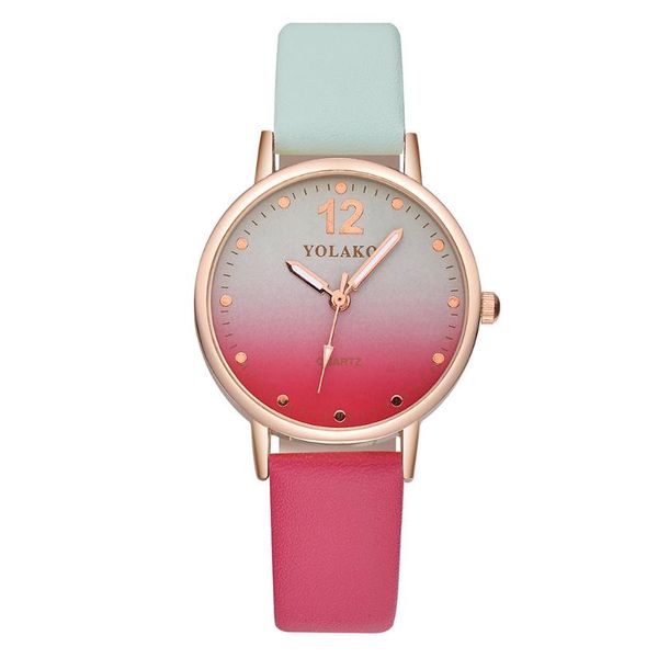 

wristwatches elegance women's casual gradient dial quartz watches leather band strap girl's wrist watch fashion relogio feminino s, Slivery;brown