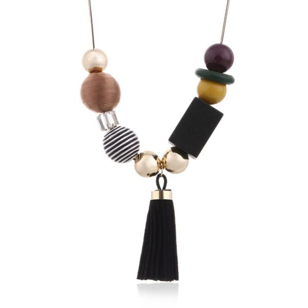 

acrylic resin wood beads tassel necklace for women geometric necklaces & pendants women's fashion jewelry gifts chokers, Golden;silver