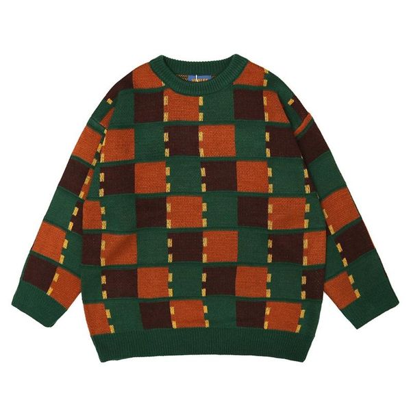 

women's sweaters fashion green vintage designer oversized argyle plaid woman 2021 women clothing sweater pullover femme chandails top, White;black
