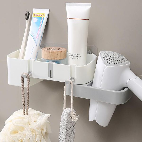 

punch-hair dryer storage rack holder multifunctional bathroom shelf organizer fre-drop electric brushes