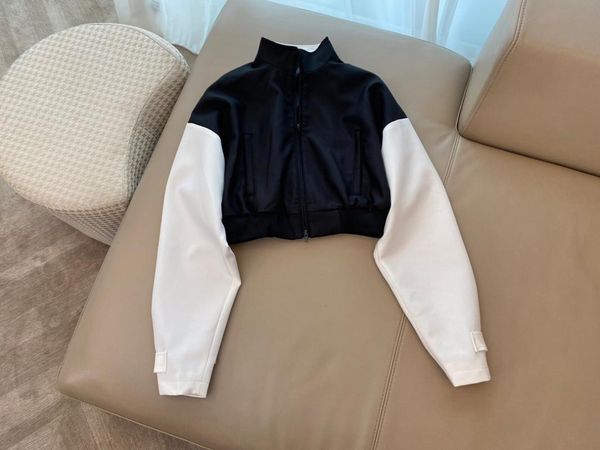 

women's jackets 2021 women fashion high-quality long-sleeved stand-collar black and white stitching jacket short 0728, Black;brown