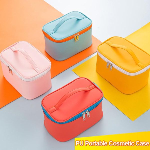 

waterproof pu cosmetic bag large capacity storage case make up travel organizer makeup female neceser toiletry wash bags & cases