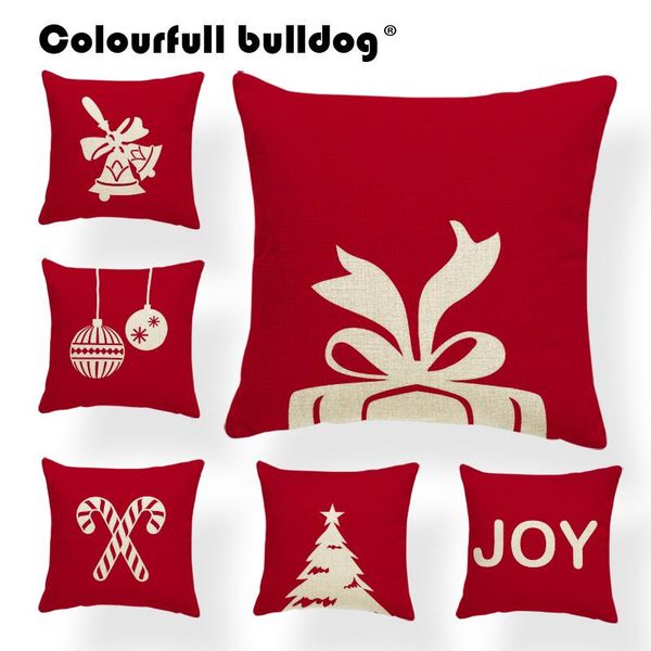 

christmas pillow animal elk deer decorative cushion covers red tree bell sock letter joy candy cane wreath nordic case cushion/decorative