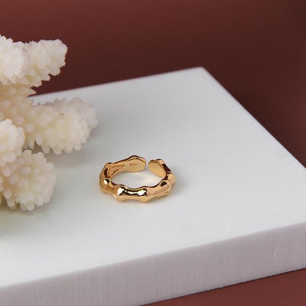 

cluster rings silvology 925 sterling silver slub for women cold style simple wild temperament open 2021 festival jewelry female, Golden;silver