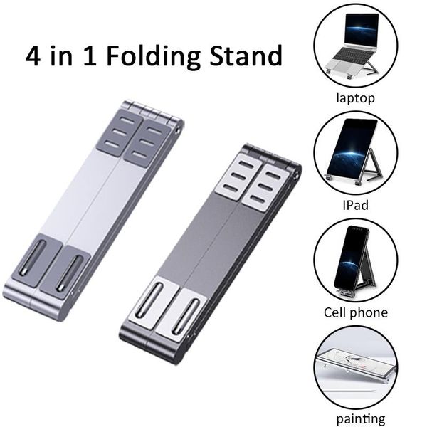 

cell phone mounts & holders 4 in 1 portable holder foldable silver grey mobile notebook mini flat metal